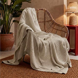 Bedsure 100% Cotton Throw Blanket for Couch 50x70 inches - Cooling Breathable and Soft for Summer, Waffle Weave Throw Blanket for Office, Taupe