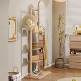 Decorative Solid Wood Fitting Mirror Wall-Mounted Multi-Purpose Home Bedroom Clothes Hanger Integrated Full-Length Floor-Standing Dressing for Living Room