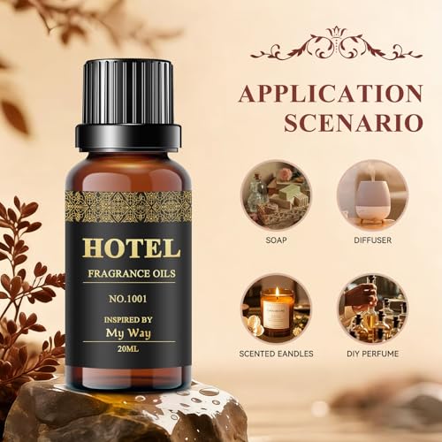 Hotel Diffuser Oil Set - Inspired by My Way, Baccarat, Westin White Tea, Santal, 24k Magic, Ritz-Carlton Hotel Scent Essential Oil Set Large Capacity, 20ml - (Pack of 6)