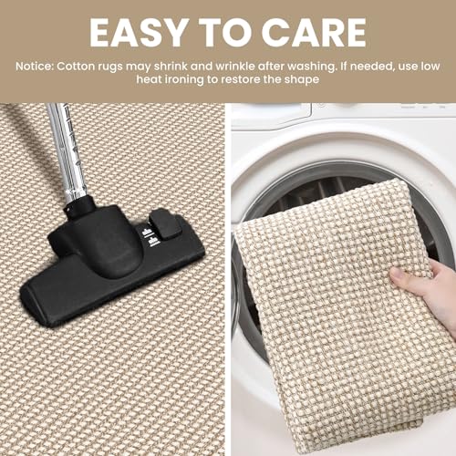 IOHOUZE Small Area Rug 2x3 Washable Woven Rugs for Entryway Non Slip Rubber Backed Front Door Rugs Indoor Doormat Throw Rug Floor Carpet for Entrance Kitchen, Cream/Beige