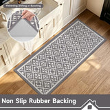 Hallway Runner Rug 2x6 ft,Washable Indoor Grey Carpet with Non Slip Rubber Backing,Low Pile Durable Kitchen Floor Mat for Laundry Entryway Door & High Traffic Areas
