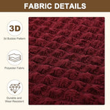 M METERXITY Stretch Dining Bench Cover with Skirt, 31-51" Polyester Soft Seersucker Bench Slipcover Covers Removable Washable for Banquet/Bedroom/Piano Red Wine, Medium