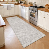 FMFUNCTEX 2x8 Hallway Runner Rug Washable Grey Neutral Oriental Distressed