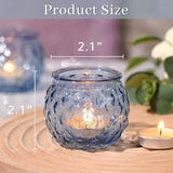 24 Pcs Blue Votive Candle Holders Round Glass Candle Holders Bulk