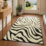 Zebra Entryway Rugs 3×5: Modern Washable Non-Slip Small Area Rug