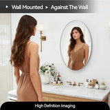 SCWF-GZ 20x30 Oval Mirror Round Full Length Wall Mounted Hanging or Against Wall Metal Aluminum Alloy Frame Dressing Make-up Mirrors for Entryway Bedroom Bathroom Living Room 30 20 inch Silver