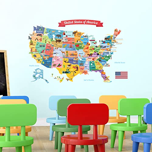 DECOWALL SG2-1906 USA Kids Wall Stickers Wall Decals Peel and Stick Removable Wall Stickers for Kids Nursery Bedroom Living Room décor