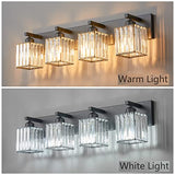 Modern Bathroom Vanity Light 4-Lights Modern Black Crystal Wall Light Bathroom Vanity Light Fixtures