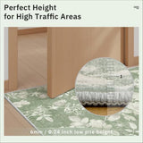 Soalmost Floral Washable Rugs 2x3, Soft Doormat for Entryway Green