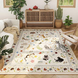 Rugcomf Area Rug 5x7 for Living Room Washable Floral Animal Cat, Beige