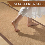 Hallway Runner Rug Woven Kitchen Runner Mat Washable Brown 2x5 ft