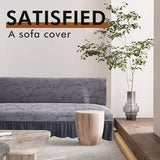 Armless Sofa Bed Cover, Elastic Folding Futon Slipcovers Fitted Full Folding Futon Slipcover with Skirt for Living Room Bedroom(Silver Gray, M)
