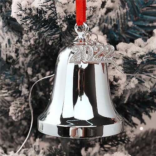 FKOG 2026 It's A Wonderful Life Christmas Bell Ornament, Silver Christmas Tree Bell and Sleigh Bell Ornament Decoration Gifts with Angel Wing Charm (It's a Wonderful Life Bell)