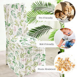 Dining Chair Covers with Skirt Stretch Dining Chair Cover with Printed Design Removable Long Ruffled Skirt Parson Chairs Slipcovers for Kitchen Banquet Wedding Set of 4 YHYT01-5
