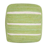 L.R. Resources, Inc Adrian Green and White Striped Casual Handmade Cotton Indoor Cube Pouf Ottoman