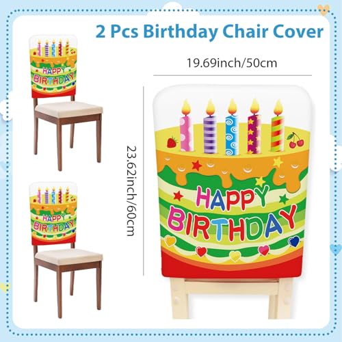 TRBSXRT 2 Pcs Birthday Chair Cover for Classroom, Cute Birthday Party Seat Cover Birthday Party Decorations for School Office Home