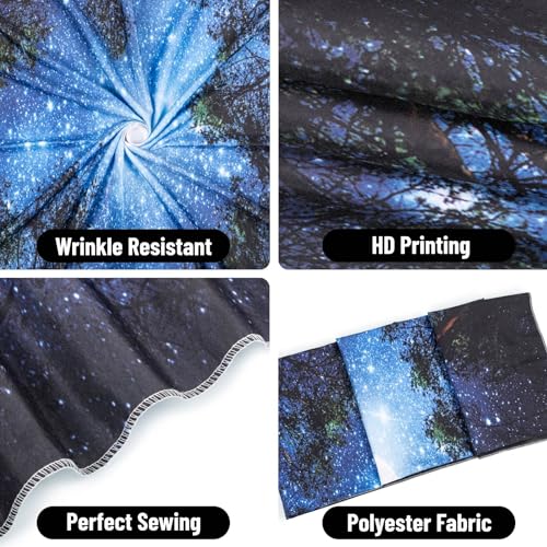 Apdidl Forest Galaxy Starry Tapestry for Bedroom Ceiling, Blue Space Night Starry Sky Moon Stars Tapestry Aesthetic, Tree Forest Milky Way Backdrop Wall Hanging for Dorm Living Room Decor (51" X 60")