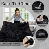 8x10 Area Rugs for Living Room: Soft Black Fluffy Rug Shag Washable Rug Plush Fuzzy Indoor Carpet for Bedroom Nursery Playroom Girls Boys Kids Room (Black, 8'x10')