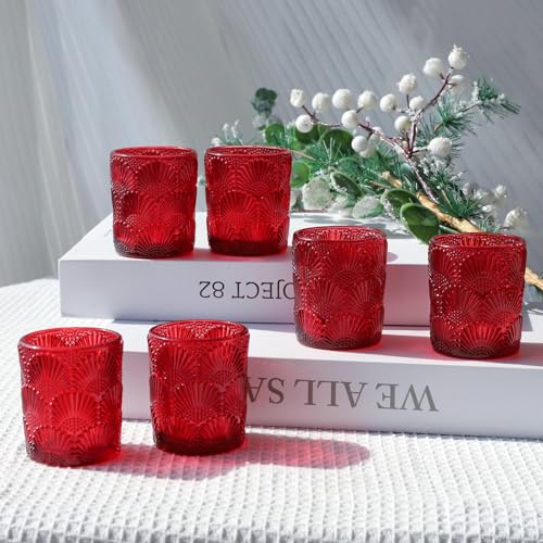 Woho Red Ginkgo Leaves Votive Candle Holders Set of 12 for Valentines Day