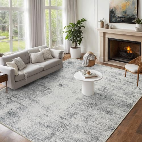 Modern Abstract 8x10 Area Rug, Machine Washable Non-Slip  Foldable Carpet