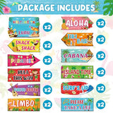 24 Pieces Luau Party Decorations Hawaiian Party Welcome Directional Sign Summer Tropical Party Sign for Luau Hawaiian Theme Party Decorations Birthday Party Supplies