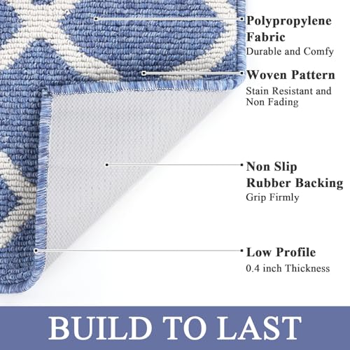 SHACOS Entryway Runner Rugs 20"x59" Dirt Trapper Kitchen Runner Rug Washable Rug Runner Non Slip Rubber Backing Hallway Runner Rug Floor Mats, Light Blue