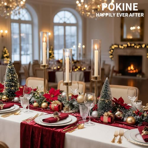POKINE Gold Candle Holders Set of 6 for Taper Candle Holders