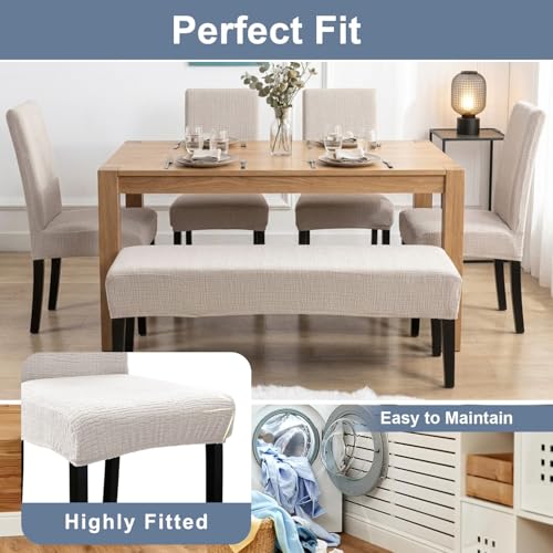 Eco-Ancheng Chair Cover Dining Chair Covers Set of 5 with Bench Chair Cover Parsons Chair Slipcover Jacquard Bench Slipcover Removable Kitchen Chair Protector for Dining Room Hotel Restaurant,16