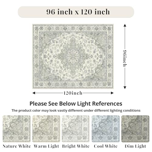 8x10 Non-Slip Washable Livingroom Vintage Area Rug, Sage Green