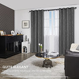 Deconovo Blackout Curtains, Light Grey Thermal Grommet Drapes, Silver Wave Dots Foil Print, Thermal Window Panels, 52" W x 84" L, 2 Panels, for Bedroom Living Room Nursery Office