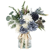CEWOR Fake Flowers in Vase, Artificial Flowers Arrangement in Vase, Fake Floral Table Centerpieces Decor for Kitchen Farmhouse Coffee Table Living Room Bathroom Plant Decor