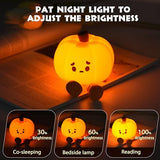 Pumpkin Night Light, Cute LED Lamp, Silicone Dimmable Nursery Nightlight for Kids, Silicone Rechargeable Bedside Touch Lamp, Funny Office Desk and Halloween Decor for Woman and Kids