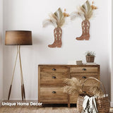 Havawish 2 Pcs Western Wall Decor Wood Cowboy Boots Wall Planter for Indoor Plants 12 x 8'' Western Boot Flower Hanging Vase for Flower Faux Rustic Home Decor for Bathroom Bedroom(Retro Style)