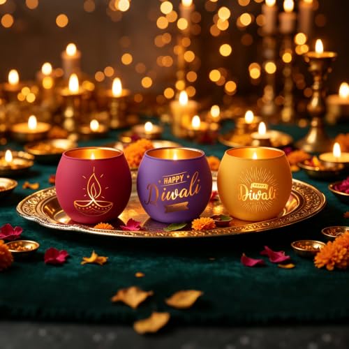 SHMILMH Happy Diwali Decorations for Home Candle Holder Diwali Gifts 6 PCS