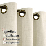 Lajode Blackout Curtains for Bedroom - Linen Black Out Curtains 84 Inch Long Thermal Insulated Burlap Grommet Window Drapes for Farmhouse Living Room Darkening, 2 Panels, Each 52" Wide, Natural Cream