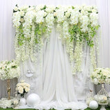 Artificial Wisteria Hanging Flowers Fake Wisteria Flower Garland Silk Vines Rattan Decor for Home Wedding Arch Wall Garden Greenery Bedroom Outdoor Office Party Decoration (12, White)