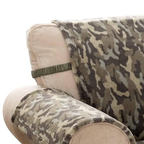 Innovative Textile Solutions Camo Plush Furniture Cover, Olive Green, Loveseat