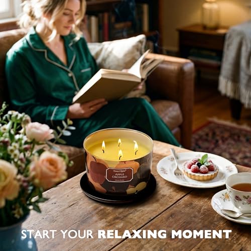 Home Lights Soy Wax Candles for Home Scented, 4-Wick Candles in Apple Orchard Scented, Aromatherapy Candles Gift for Parties, Relaxing, Eclectic Mixed Styles, 18oz