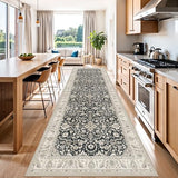 4x12 Rug Runner Non Slip: Washable Area Rugs for Wide Hallway - Soft Vintage Farmhouse Runners for Kitchen Bedroom Dining Room Living Room Office - Stain Resistant Low-Pile Thin Carpet Black Beige