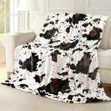 Cow Print Blanket Ultra Soft Flannel Throw Blanket for Couch Bed, Cute Cozy Lightweight All-Season Fleece Blanket, Gift for Women & Girls, 50×60 Inches Black & White