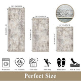Kitchen Mats for Floor 3 Piece Set,Non-Slip Washable Kitchen Mats for Hardwood Floor, Boho Farmhouse Runner Rug for Sink,Entryway & Hallway & Bathroom (Brown Grey Beige, 2x3+2x4+2x5)