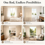 ALLZONE Tension Curtain Rods for Windows 66 to 120 Inches, White Curtain Rods No Drilling, Heavy Duty Extra Long Tension Rod for Curtains, Outdoor Curtains Rod for Patio, Bedroom