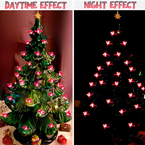 117Pcs Ceramic Christmas Tree Red Cardinal Bird Replacement Lights Bulbs and 1 Angel/3Stars Topper Ornament for Ceramic Tree Décor - Medium Plastic Pegs.