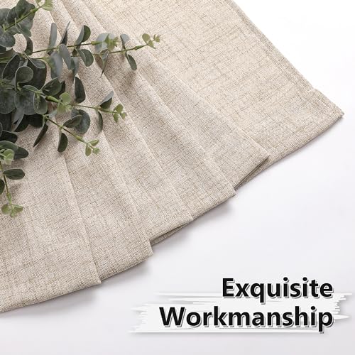 Tollpiz Short Linen Curtains Bedroom Rod Pocket Semi Sheer Curtain Burlap Light Filtering Thick Linen Drapes for Living Room, 38 x 45 inches Long, Natural, Set of 2 Panels