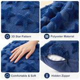 OLANRUN 4th of July Decorations, 4th of July Pillow Covers 18x18 Inch Set of 2, Blue Stars Patriotic Independence Day Decorations Soft Plush Faux Fur Jacquard Throw Pillows for Indoor Home Sofa