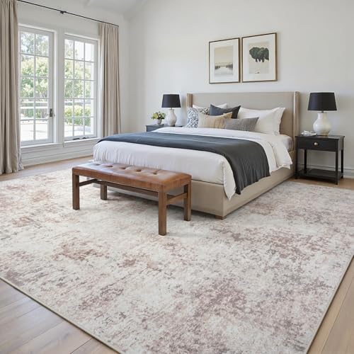10x14 Area Rugs for Living Room Large Washable Abstract Rug Beige Grey