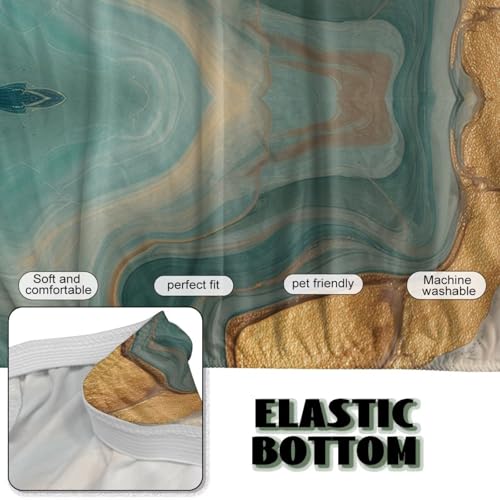Marble Print Orange Cyan Armless Futon Cover Futon Mattress Covers Soft Elastic Dustproof Couch Slipcover Washable Sofa Bed Protector with Elastic Bottom