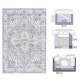 jinchan 6x9 Vintage Medallion Washable Area Rug, Blue/Gray