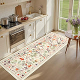 nesrt Cute Runner Rugs for Hallway 2x6ft, Non Slip Fantasy Kitchen Rug Washable, Soft Thin Jungle Fox Bedside Runners, Cute Woodland Accent Floor Carpet for Bedroom Hall Bathroom Laundry (Beige)