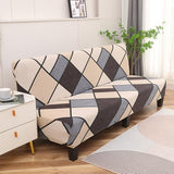 Hixingo Stretch Armless Futon Cover, Futon Mattress Cover Soft Futon Covers with Elastic Bottom, Modern Futon Slipcovers Washable Futon Couch Cover (Large (75-89"),Gray Beige)